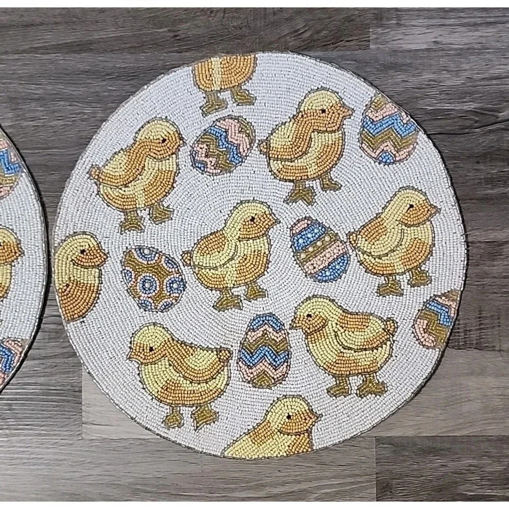 Easter Eggs Chicks Beaded Placemat‎ Placemats Charger Round 15
